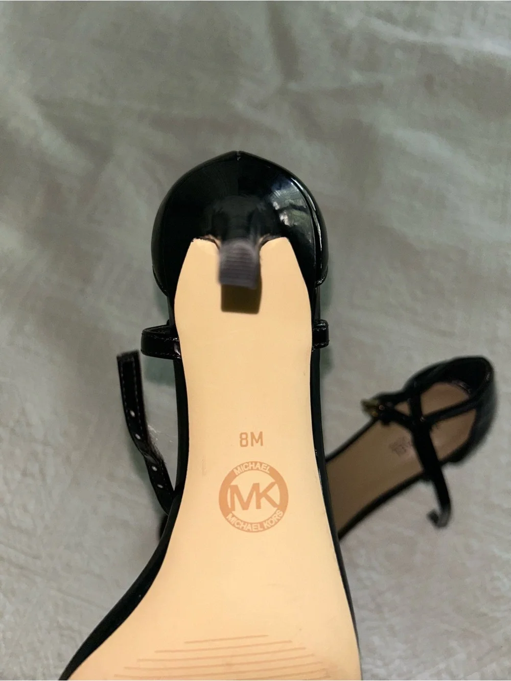 Michael Kors Black Patent Strap Open-Toe Heels